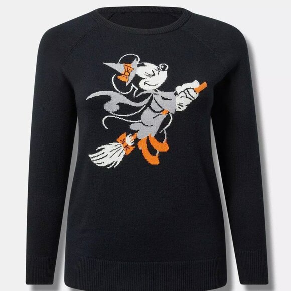 ❤️NWT VINTAGE TORRID DISNEY SWEATER - MICKEY MINNIE MOUSE - HALLOWEEN RAGLAN - Picture 9 of 11